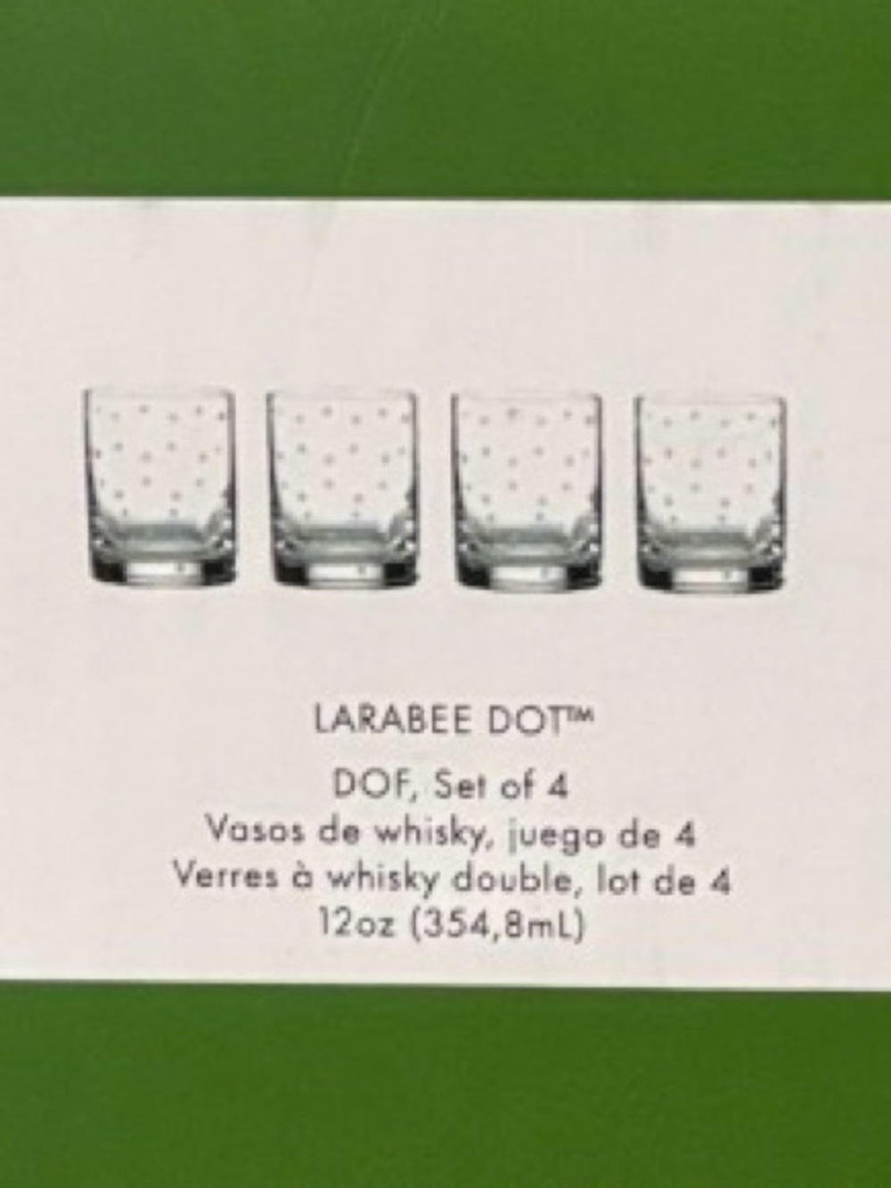 New KATE SPADE New York LENOX Larabee Dot 4-Piece 12oz Drinkware Set